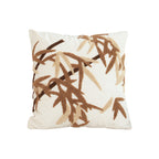 SOGA 45cm Cream Brown Bamboo Leaf Botanical Embroidered Throw Pillow