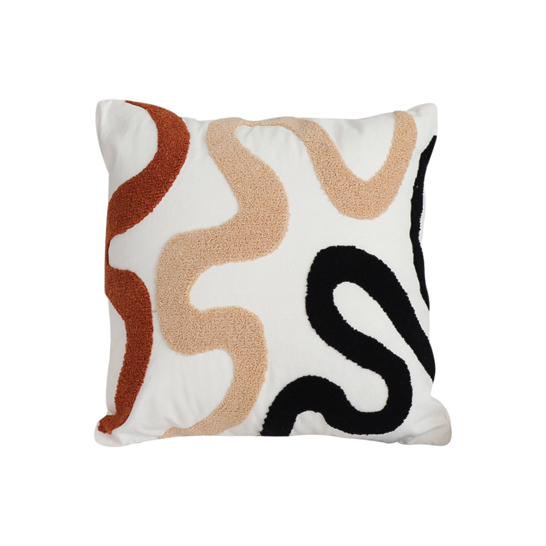 SOGA 45cm Cream Black Geometric Squiggly Pattern Throw Pillow