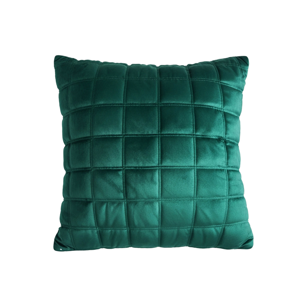 SOGA Quilted Cushion 50cm Emerald Green Grid Pattern Soft Padded Decorative Throw Pillow