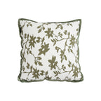 SOGA Floral Cushion 45cm White Green Leaf Botanical Pattern Decorative Throw Pillow