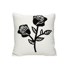 SOGA 45cm White Black Rose Floral Embroidered Throw Pillow