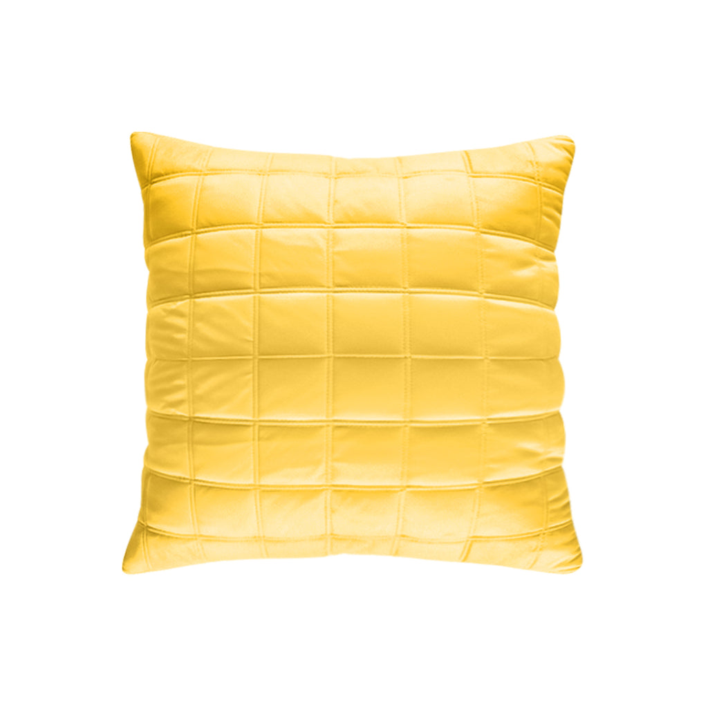 SOGA 50cm Yellow Quilted Grid Pattern Decorative Throw Pillow