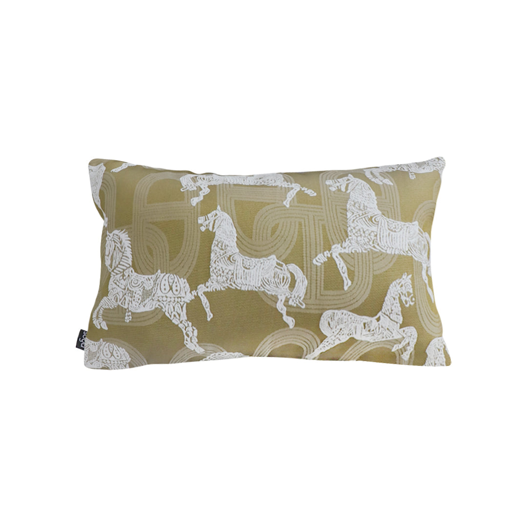 SOGA 35cm Vintage Olive Green White Horse Pattern Throw Pillow