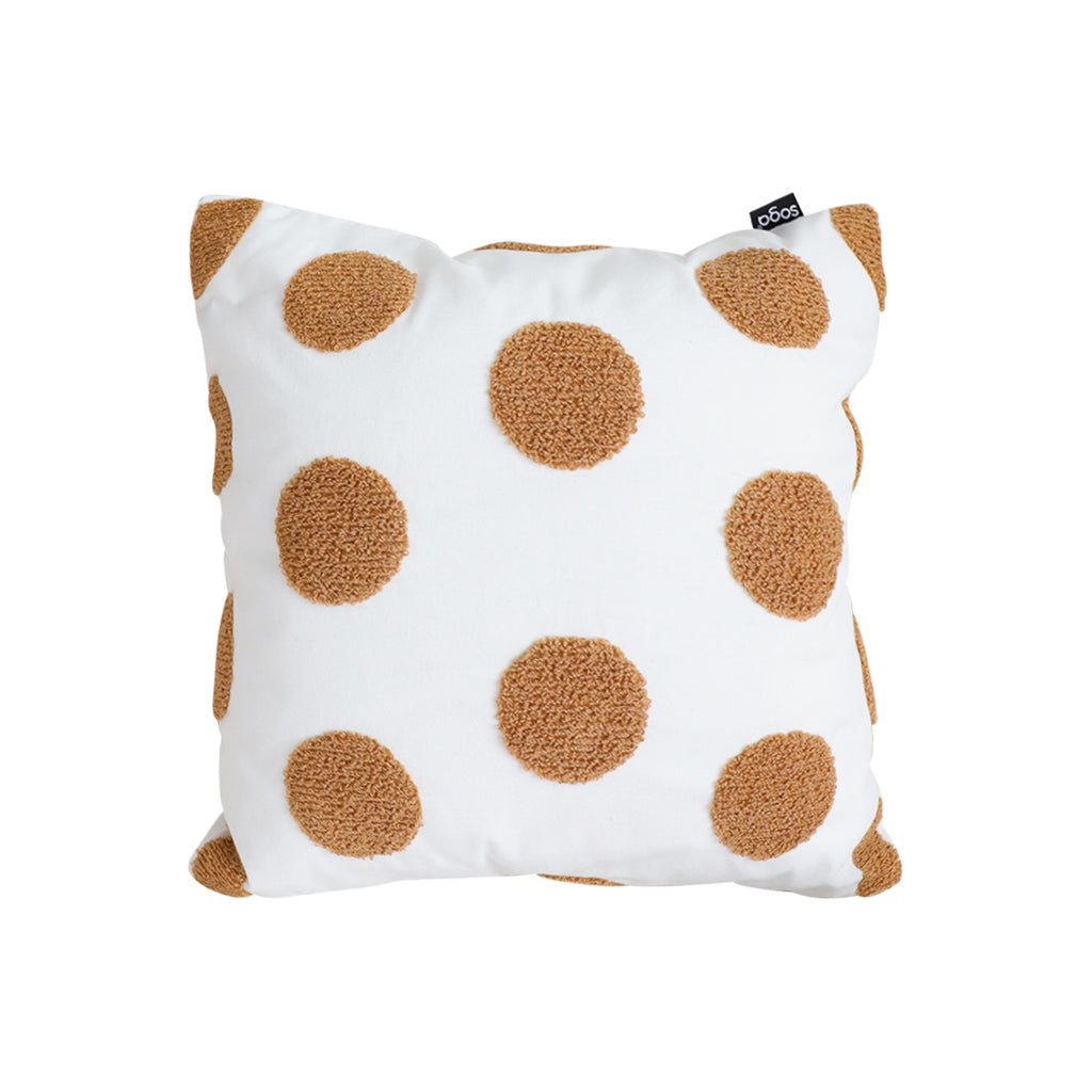 SOGA Tufted Cushion 45cm White Brown Polka Dot Circle Pattern Decorative Throw Pillow