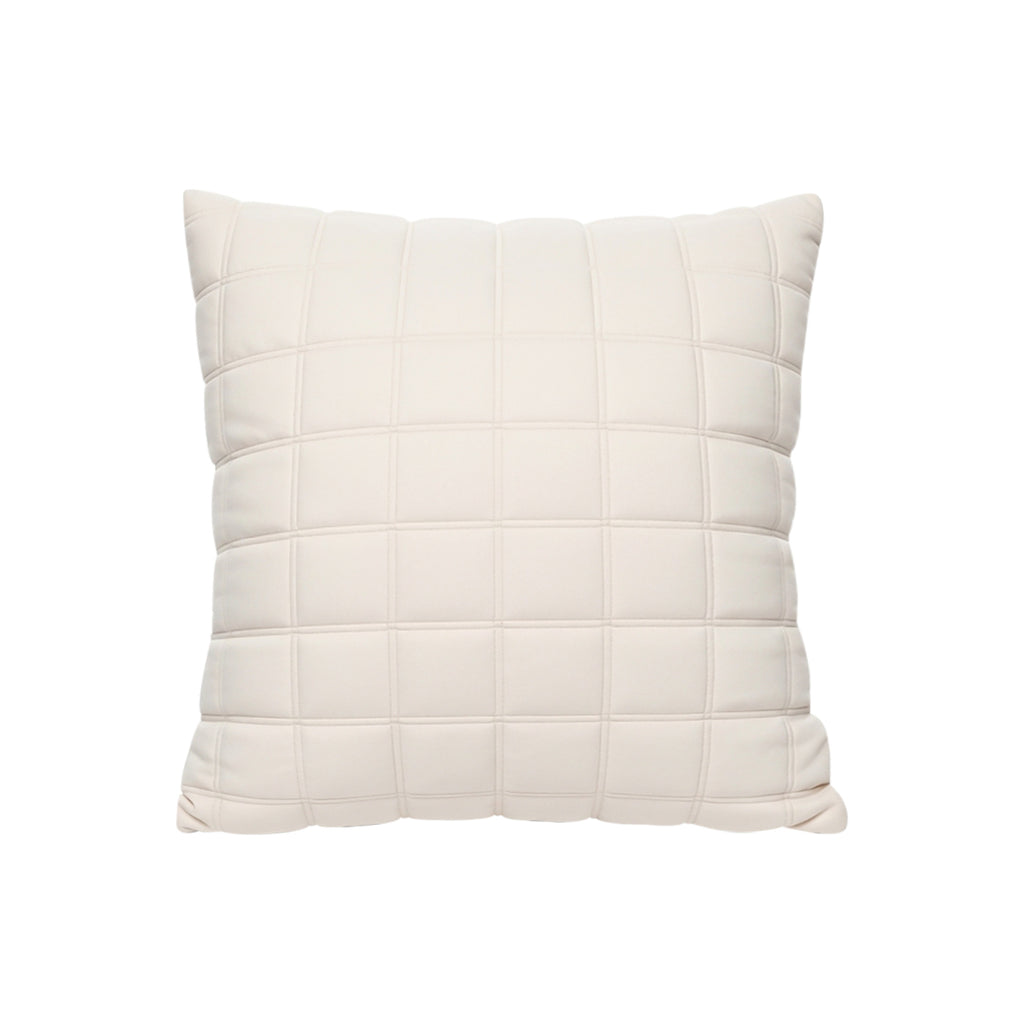 SOGA 50cm Beige Quilted Grid Pattern Decorative Throw Pillow