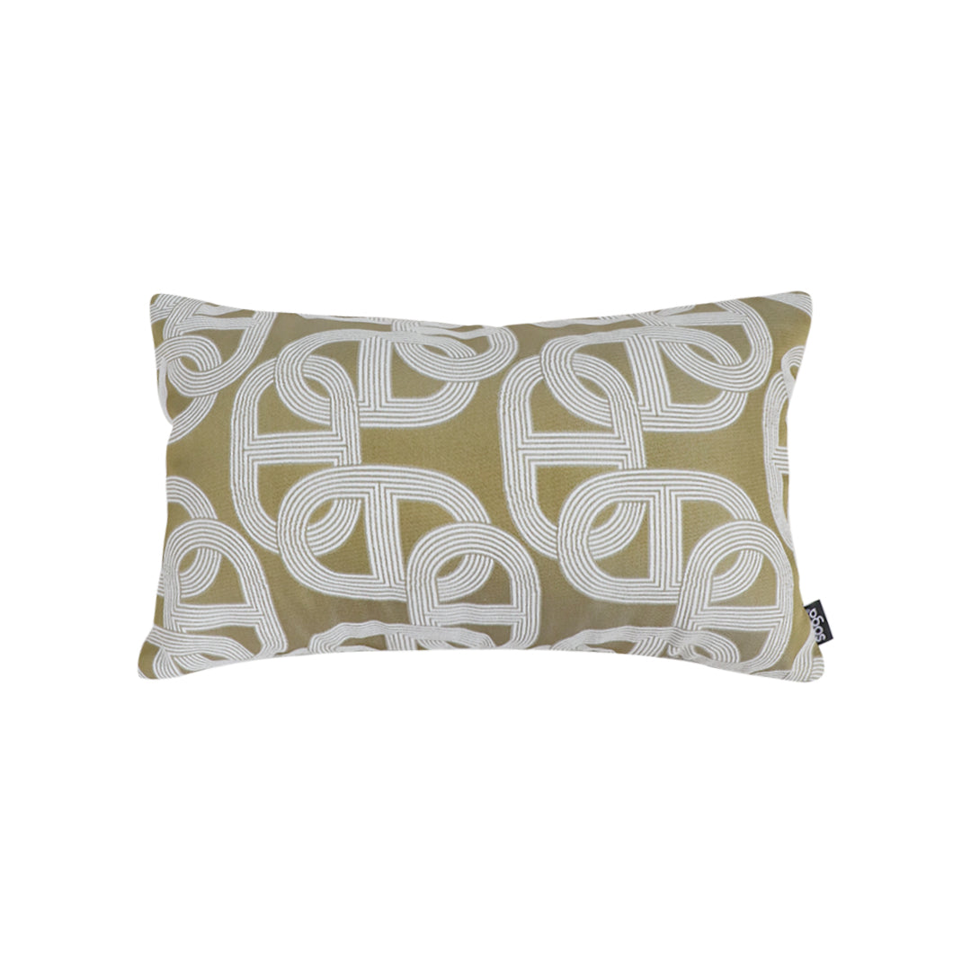 SOGA 35cm Artistic Olive Green White Geometric Pattern Throw Pillow