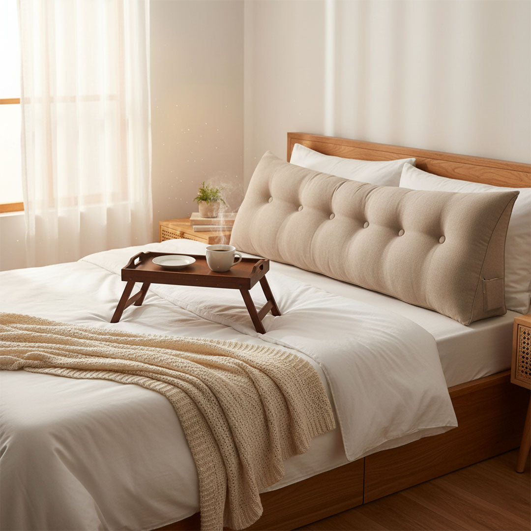 180cm Beige Wedge Bed Cushion