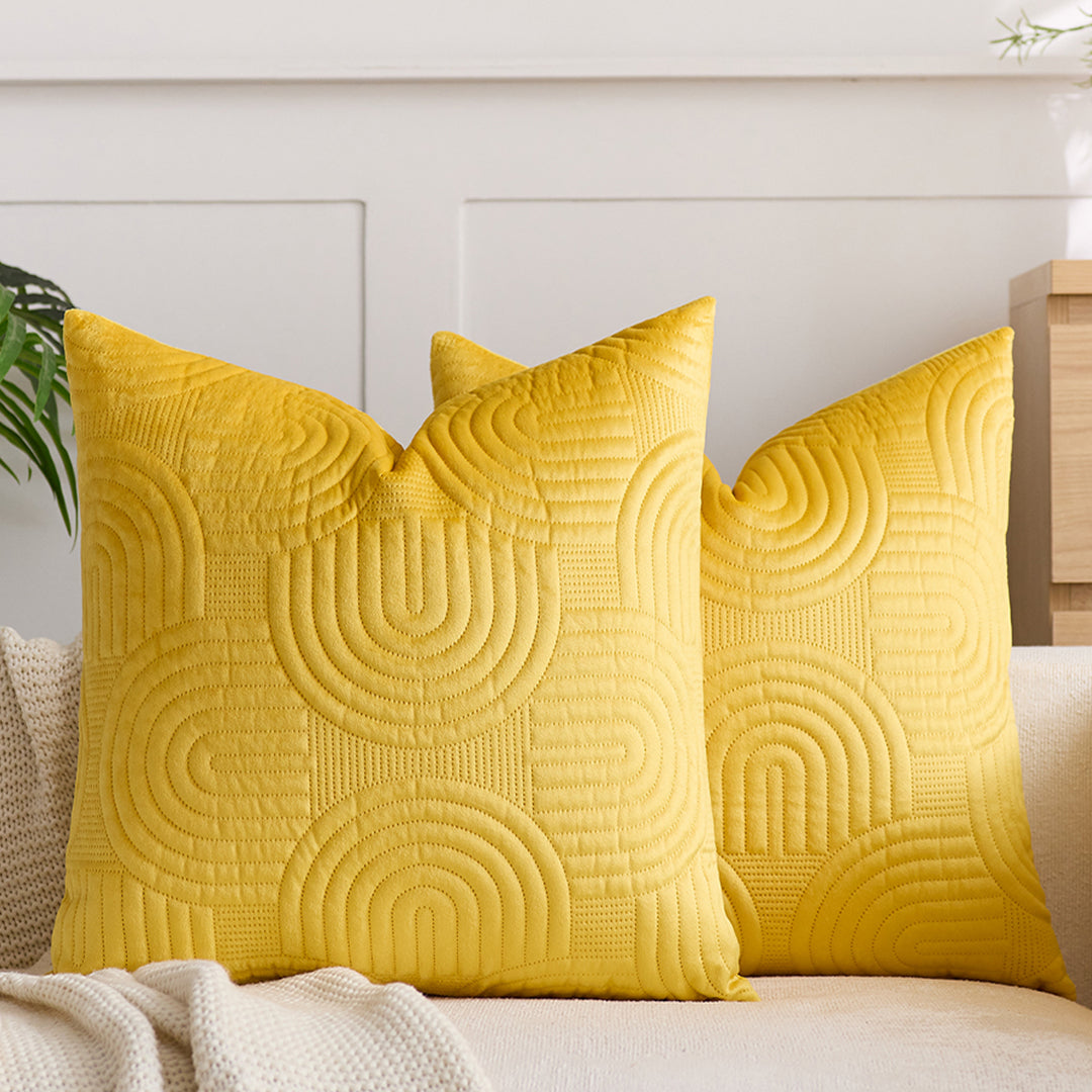 SOGA 50cm Yellow Textured Geometric Pattern Decorative Throw Pillow