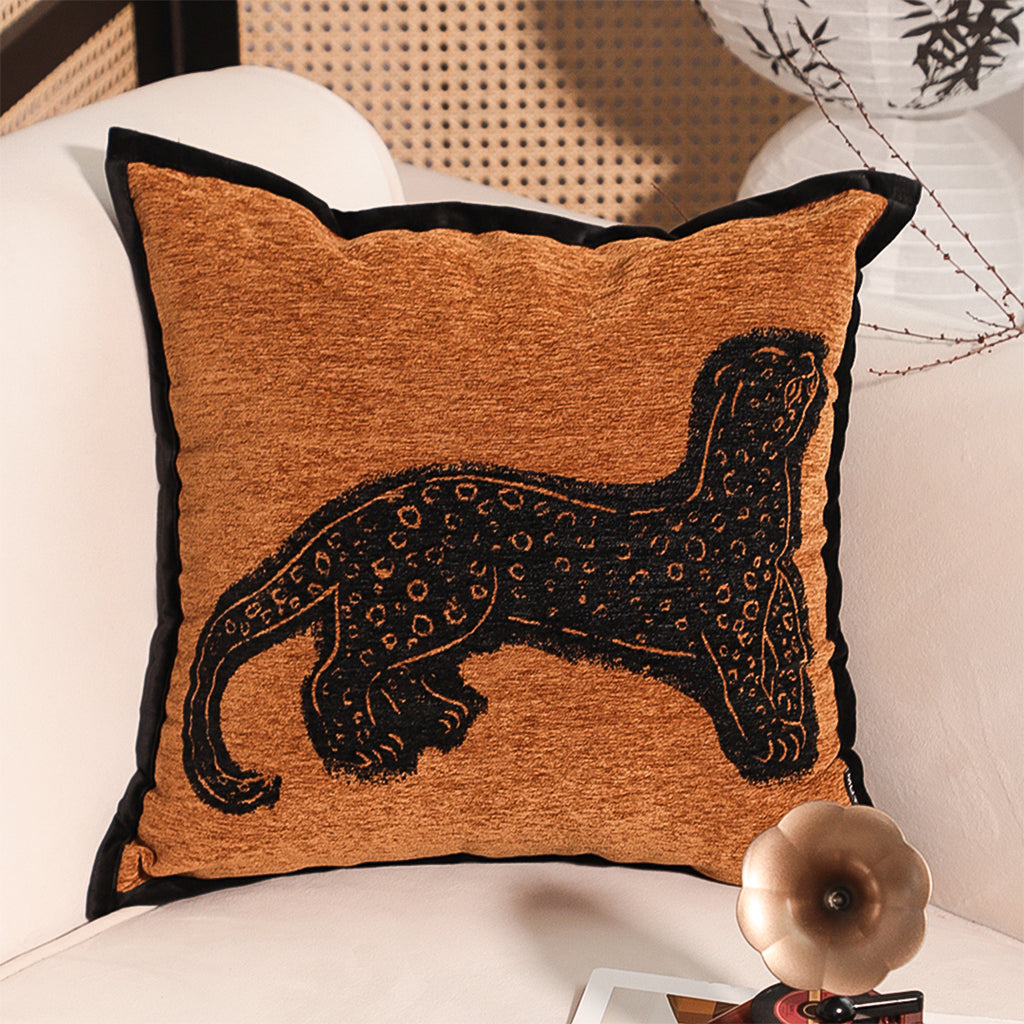 SOGA 45cm Stylish Golden Yellow Black Leopard Pattern Throw Pillow