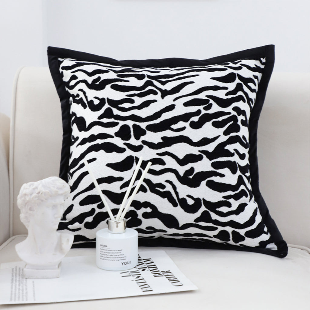 SOGA 45cm Black and White Luxury Cushion Light Mottled Texture Square