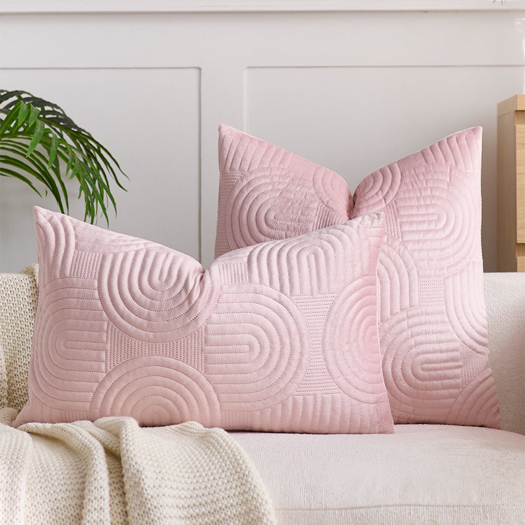 SOGA 30cm Pink Textured Geometric Pattern Decorative Throw Pillow