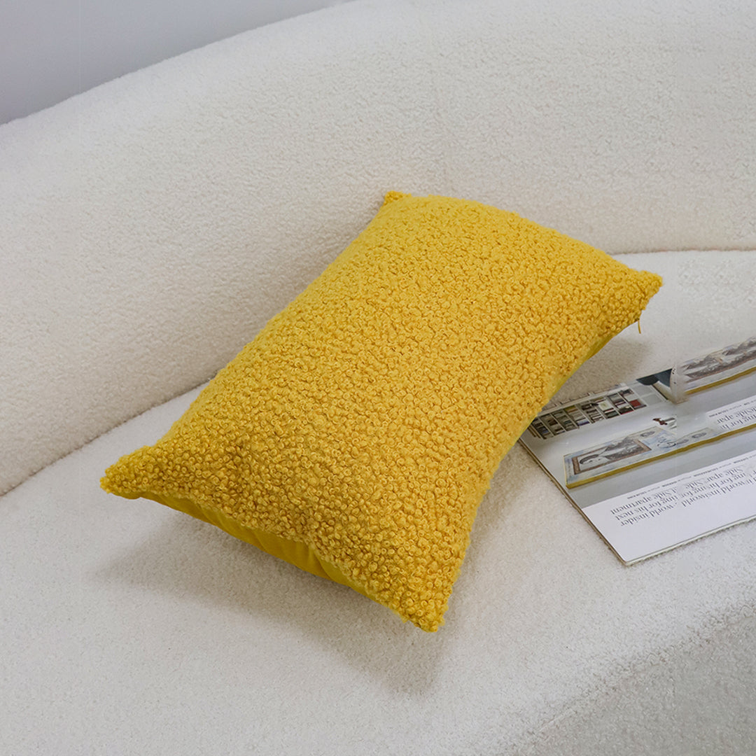 SOGA Boucle Textured Cushion 30x50cm Mustard Yellow Soft Cozy Decorative Throw Pillow