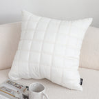 SOGA Quilted Cushion 50cm White Grid Pattern Soft Padded Decorative Throw Pillow