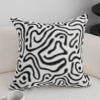 SOGA 50cm Black White Abstract Swirl Pattern Decorative Throw Pillow