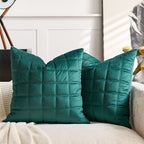 SOGA Quilted Cushion 50cm Emerald Green Grid Pattern Soft Padded Decorative Throw Pillow