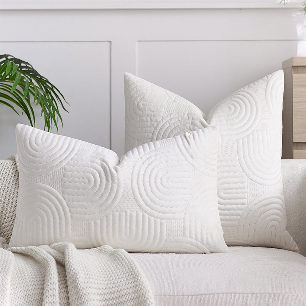 SOGA 30cm White Textured Geometric Pattern Decorative Throw Pillow