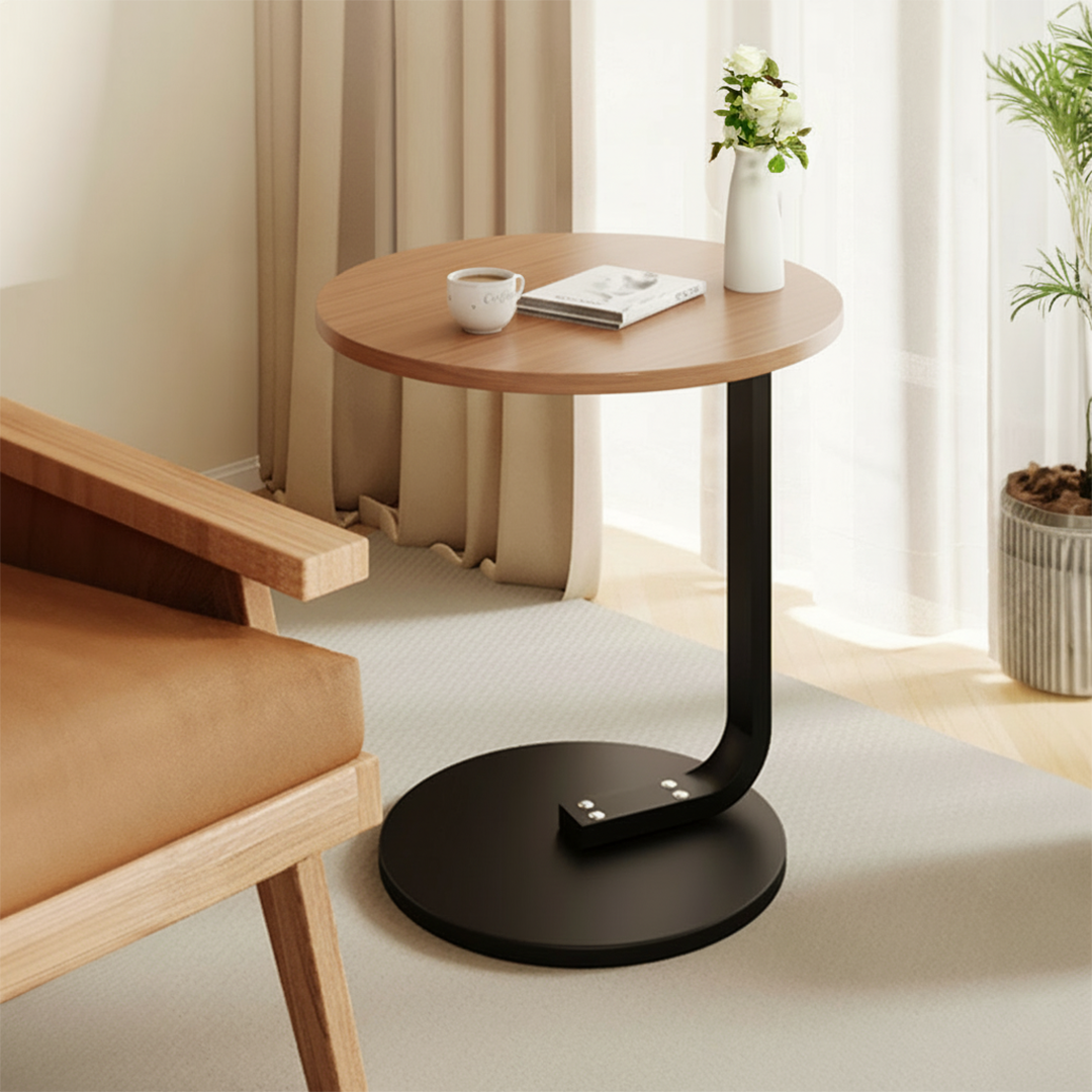 50cm Wood Board Mini Side Table Movable Lightweight w/ Black Frame