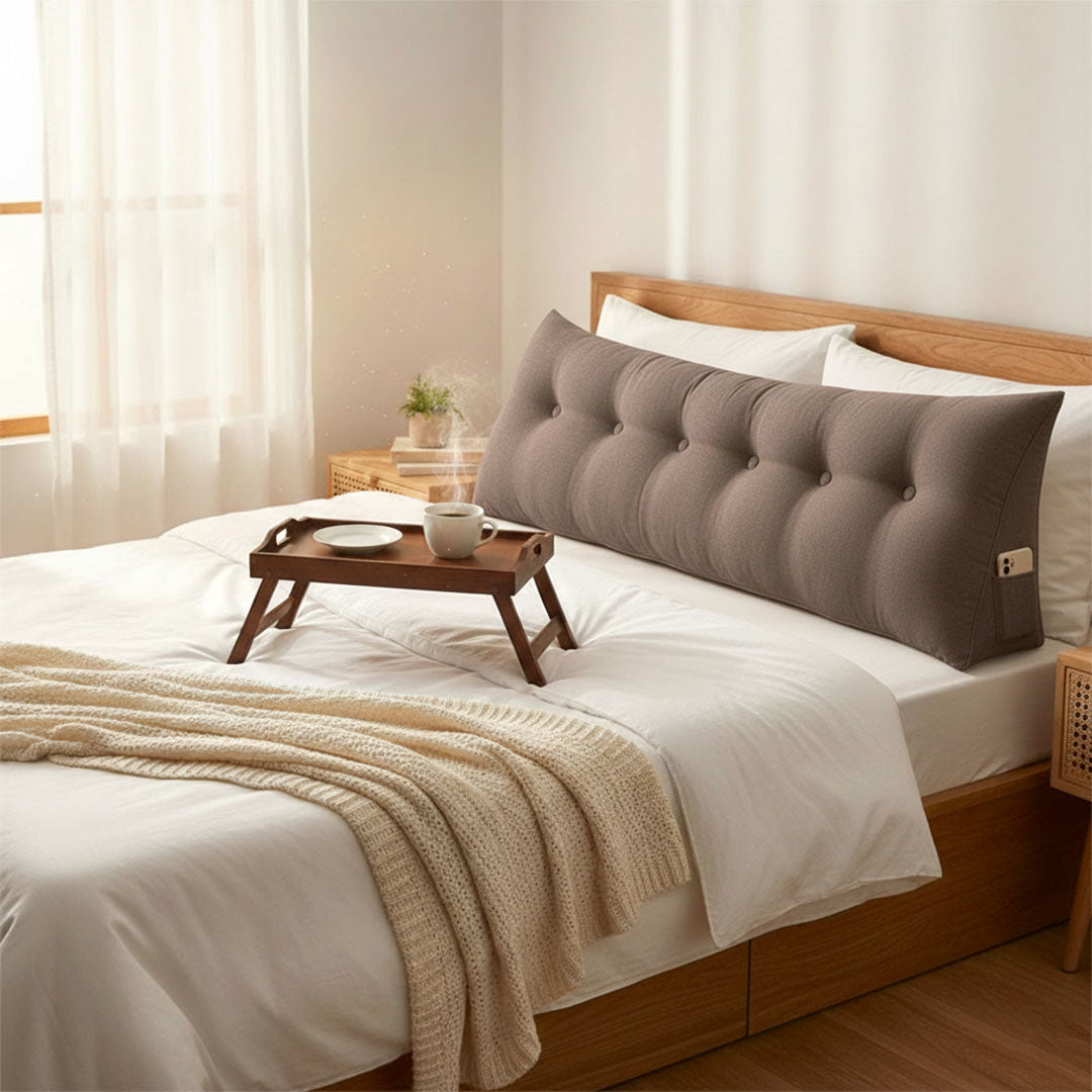 SOGA 180cm Coffee Wedge Bed Cushion