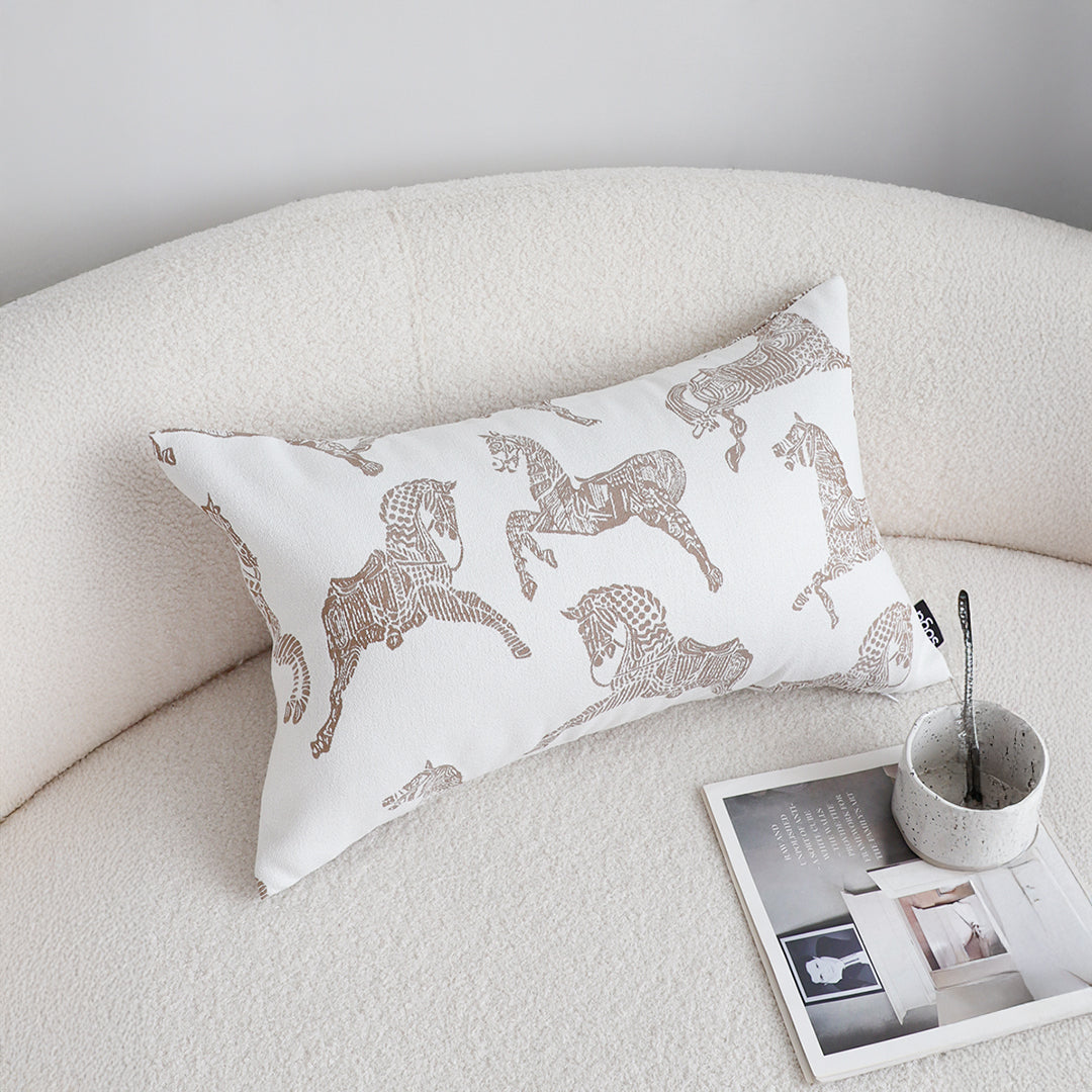 SOGA 35cm White Decorative Horse Pattern Cushion Throw Pillow