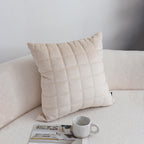 SOGA 50cm Beige Quilted Grid Pattern Decorative Throw Pillow