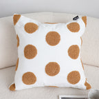 SOGA Tufted Cushion 45cm White Brown Polka Dot Circle Pattern Decorative Throw Pillow