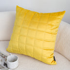 SOGA 50cm Yellow Quilted Grid Pattern Decorative Throw Pillow