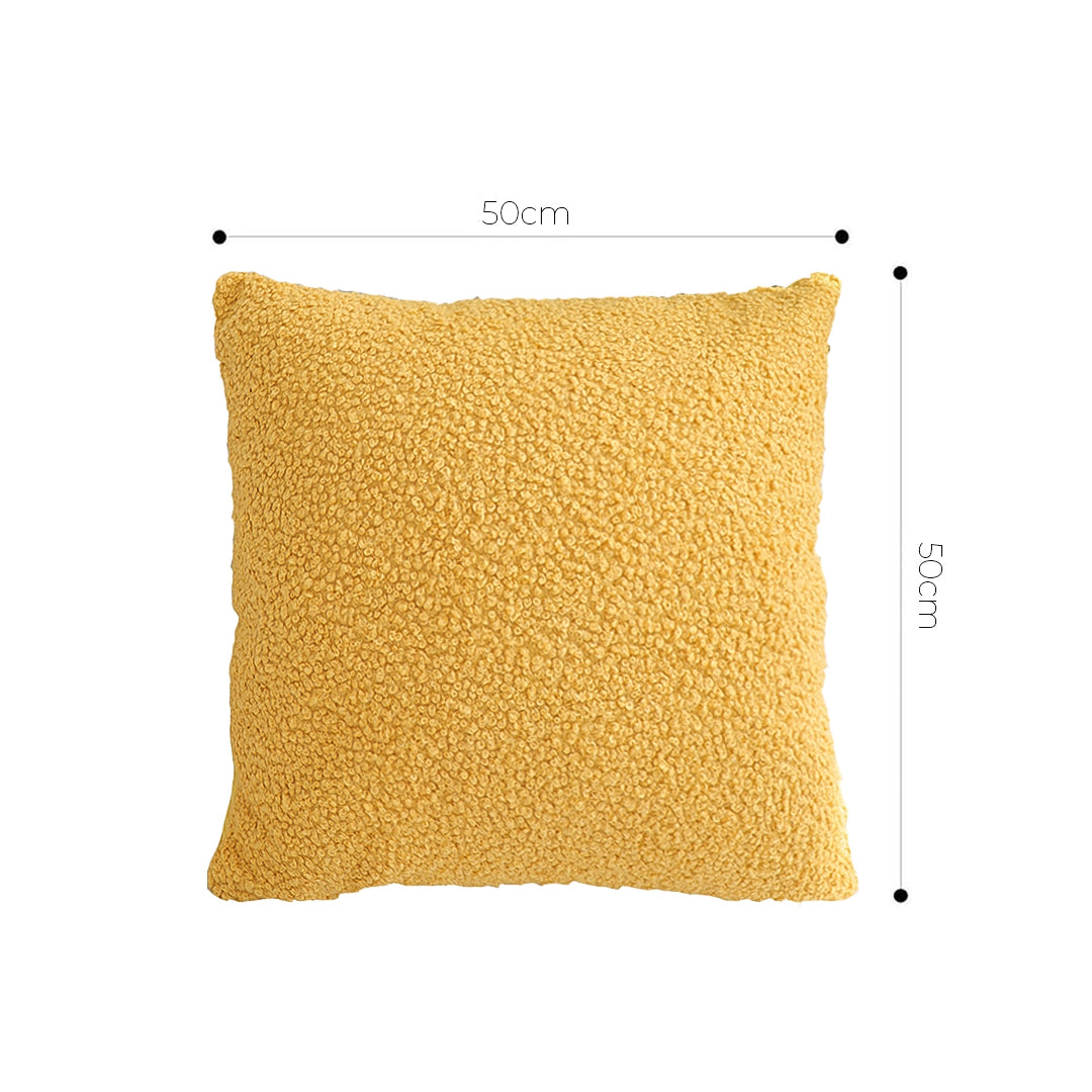 SOGA Boucle Textured Cushion 50cm Mustard Yellow Soft Cozy Decorative Throw Pillow