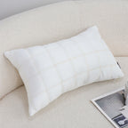 SOGA 30cm White Quilted Grid Pattern Decorative Throw Pillow