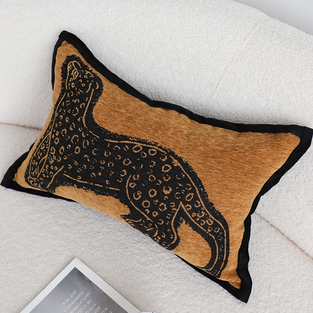 SOGA 30cm Stylish Golden Yellow Black Leopard Pattern Throw Pillow