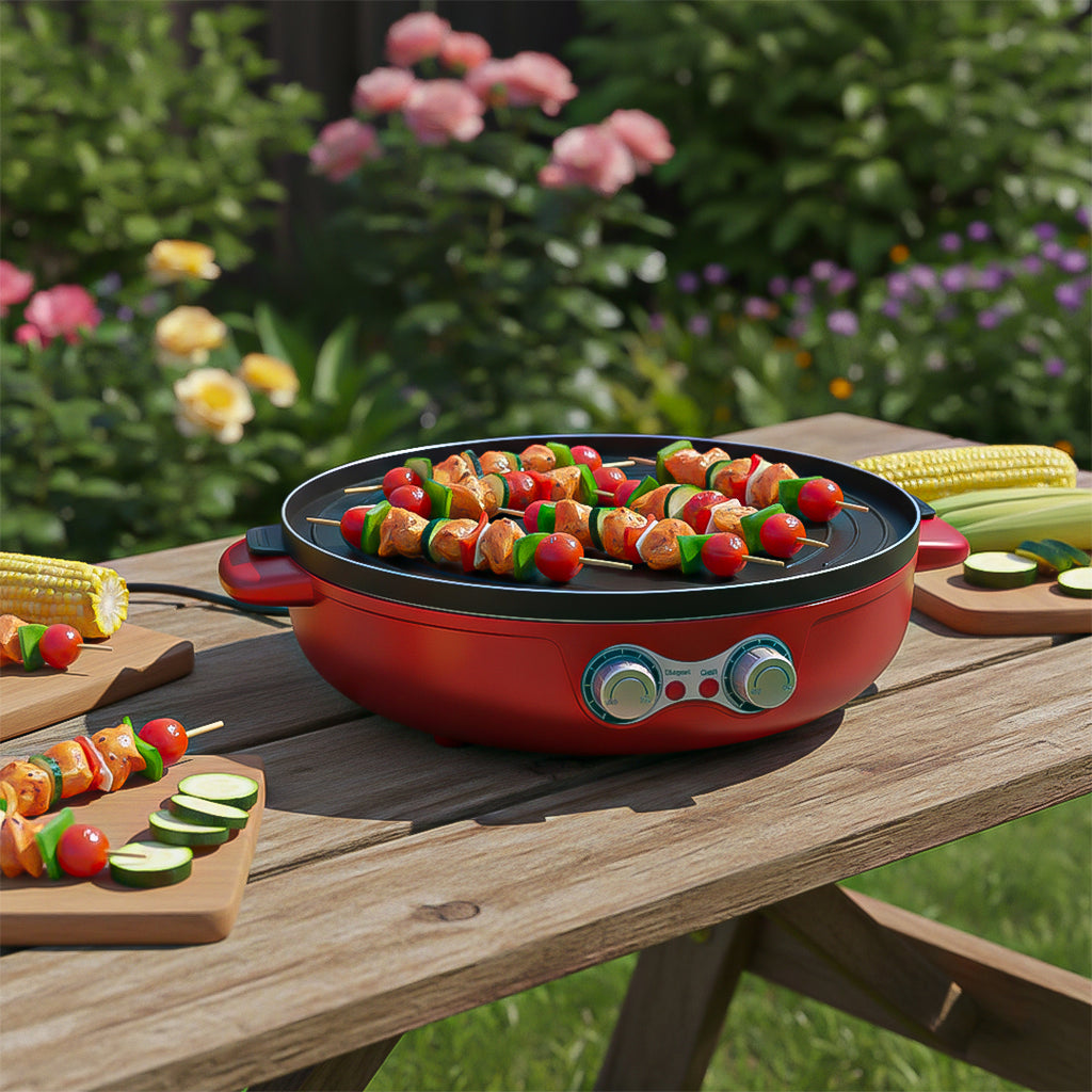 SOGA 2-in-1 42CM Electric Hot Pot BBQ Grill Maifan Stone Non-Stick Coating 2100W