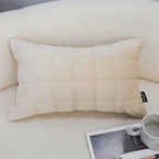 SOGA 30cm Beige Quilted Grid Pattern Decorative Throw Pillow