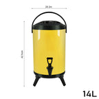 14L Stainless Steel Milk Tea Barrel with Faucet Yellow