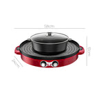 SOGA 2-in-1 44CM Electric Hot Pot BBQ Grill Maifan Stone Non-Stick Coating 2100W