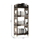 SOGA 38x24x90cm Black 4 Tier Bookshelf & Cosmetic Storage Organizer Trolley Rack