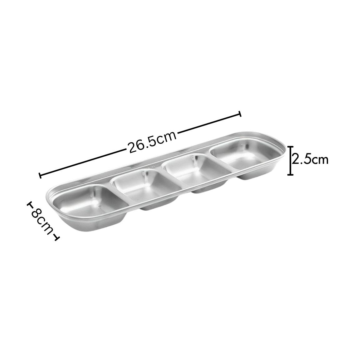 26.5cm Silver Sauce Pan with Three Compartments Divided Sauce Dish