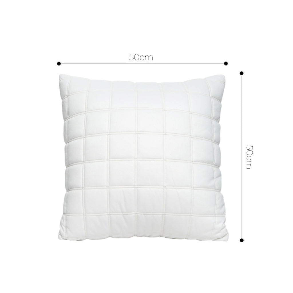 SOGA Quilted Cushion 50cm White Grid Pattern Soft Padded Decorative Throw Pillow