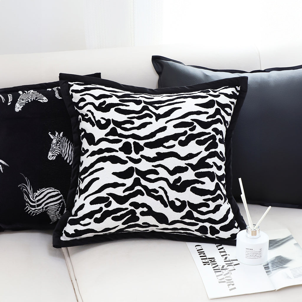 SOGA 45cm Black and White Luxury Cushion Light Mottled Texture Square
