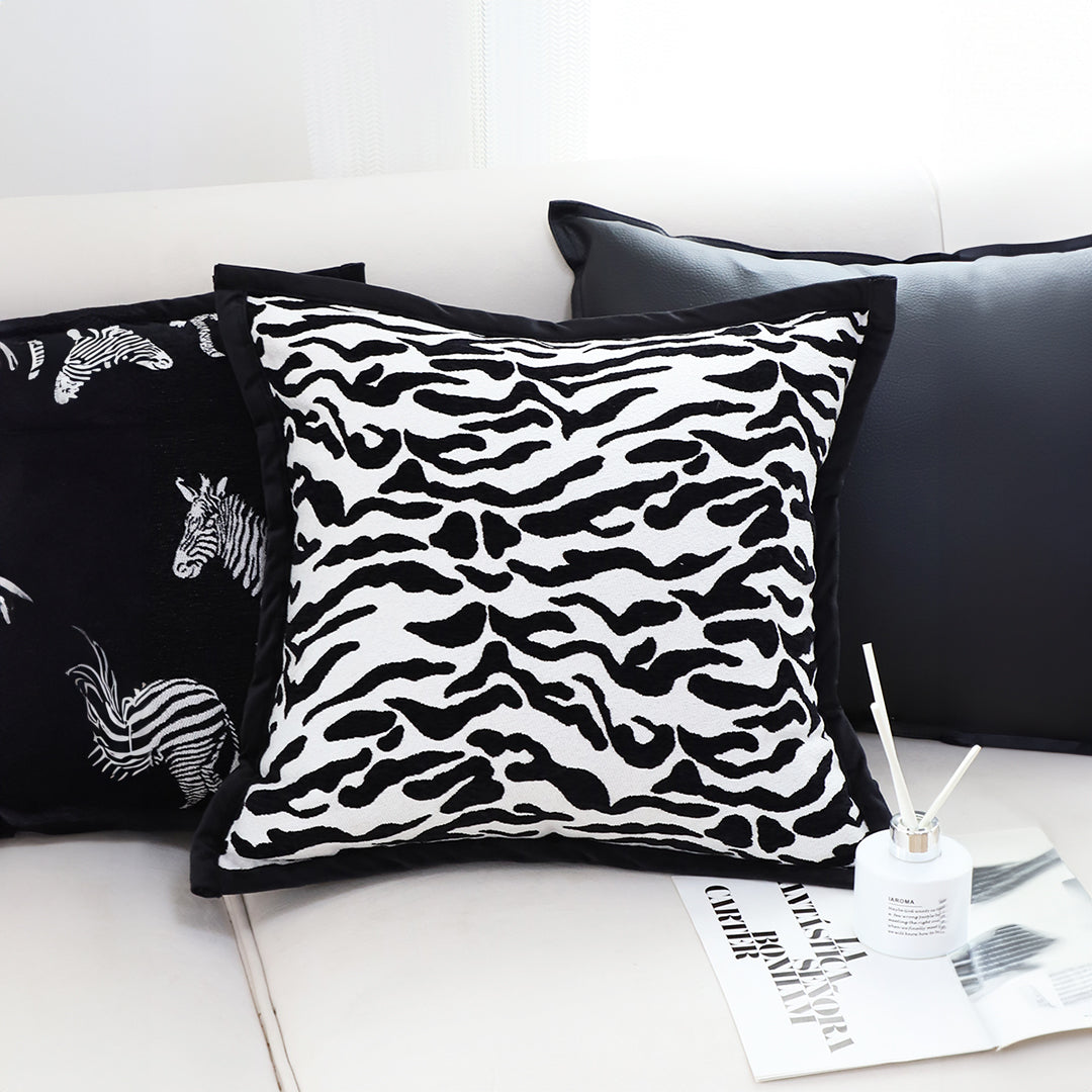 SOGA 45cm Black and White Luxury Cushion Light Mottled Texture Square