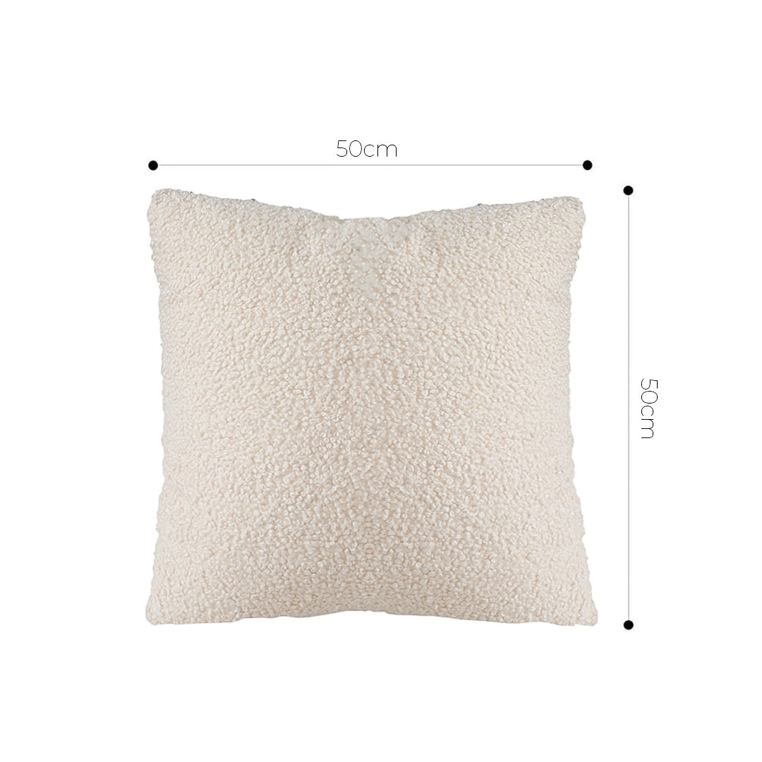 SOGA Boucle Textured Cushion 50cm Cream White Soft Cozy Decorative Throw Pillow