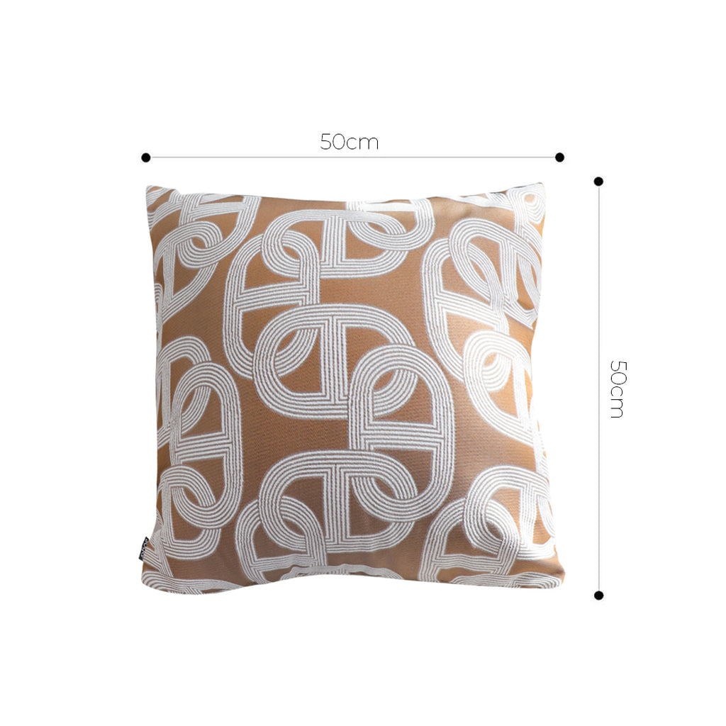 SOGA 50cm Artistic Camel Brown White Geometric Pattern Throw Pillow