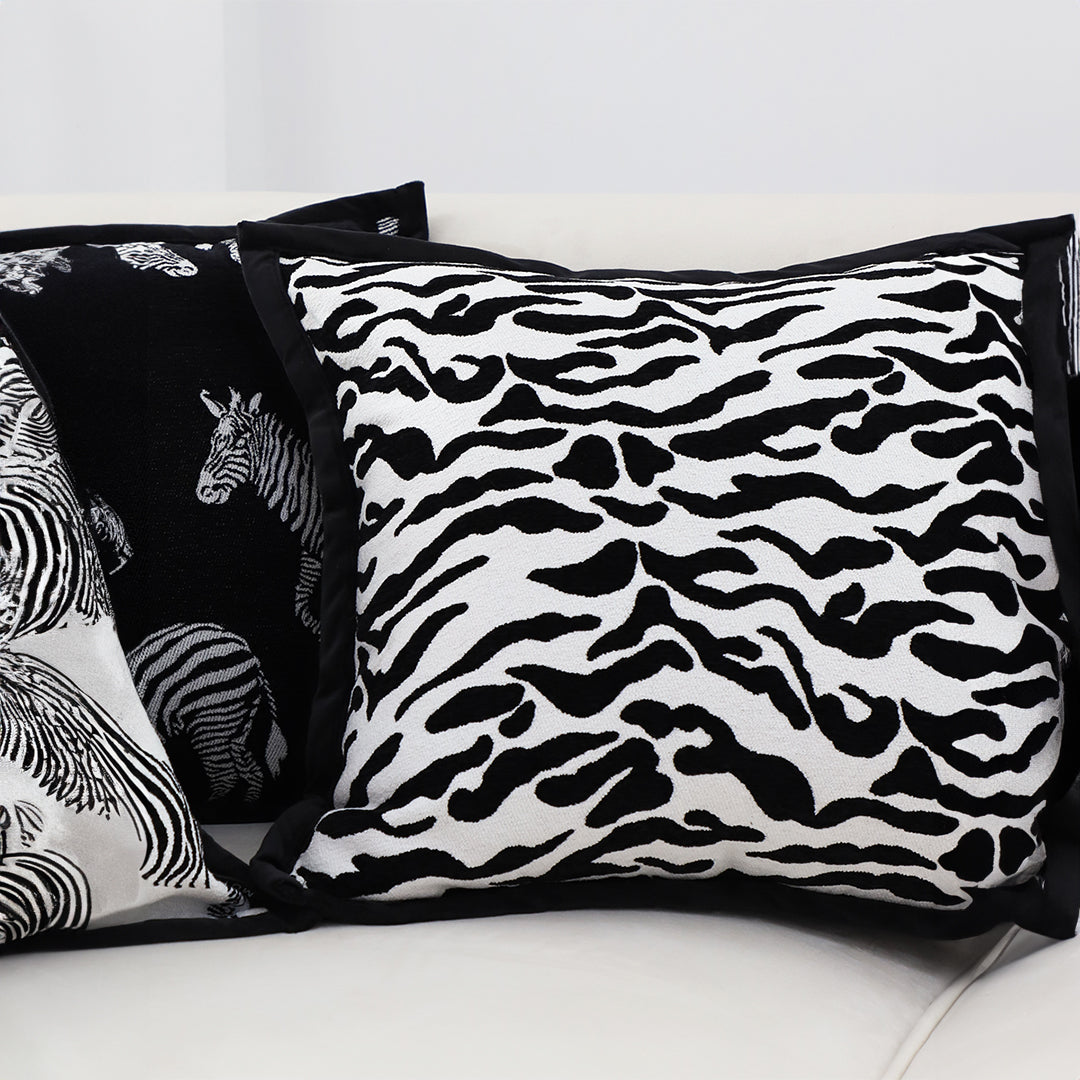 SOGA 45cm Black and White Luxury Cushion Light Mottled Texture Square