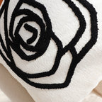 SOGA Embroidered Cushion 45cm White Black Rose Flower Pattern Decorative Throw Pillow