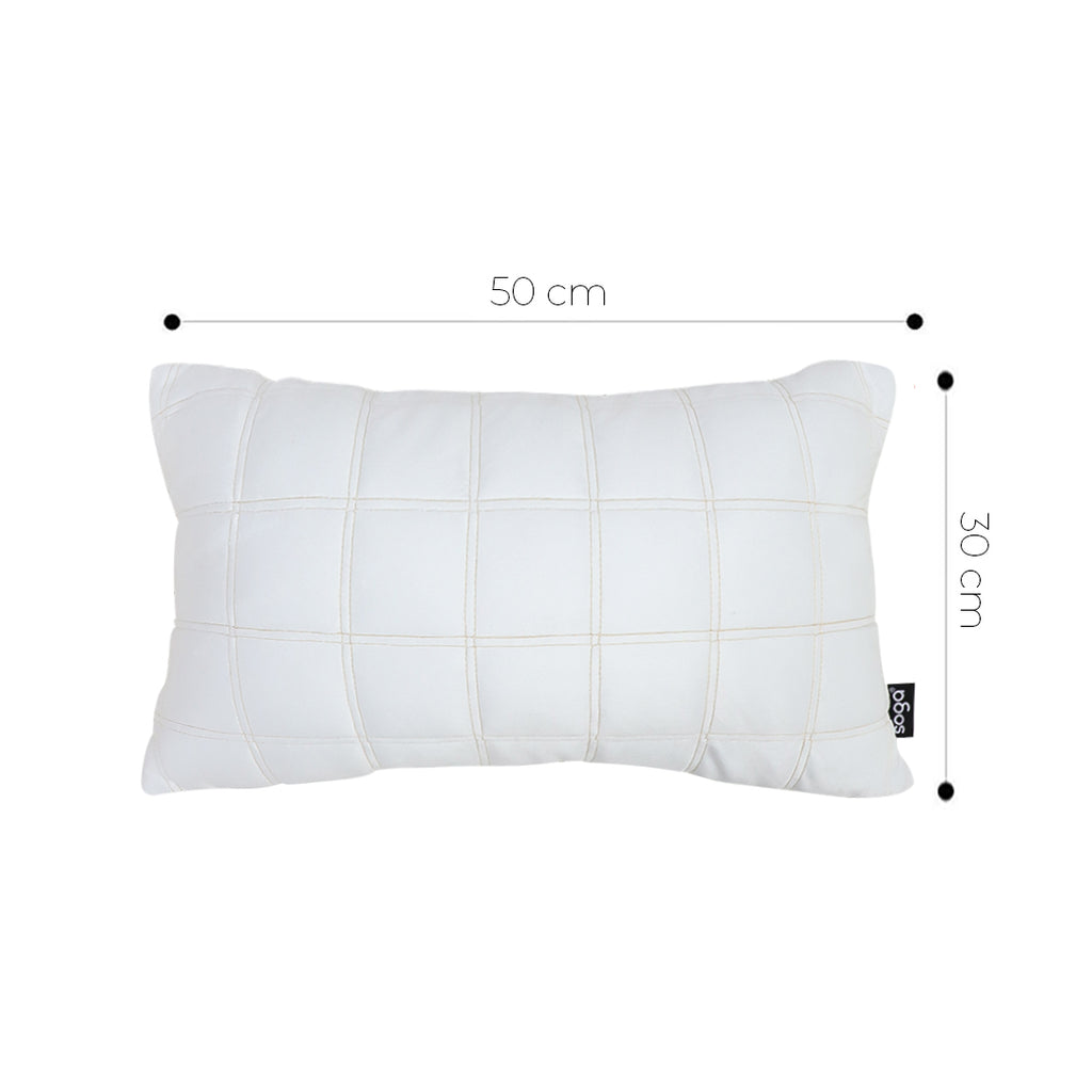 SOGA 30cm White Quilted Grid Pattern Decorative Throw Pillow