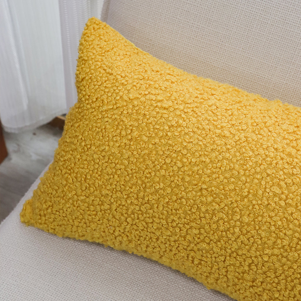 SOGA Boucle Textured Cushion 30x50cm Mustard Yellow Soft Cozy Decorative Throw Pillow
