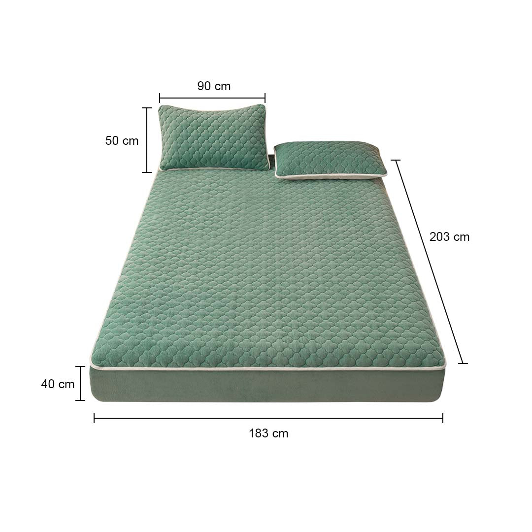 183cm Green Wide Mattress Cover Clover Design