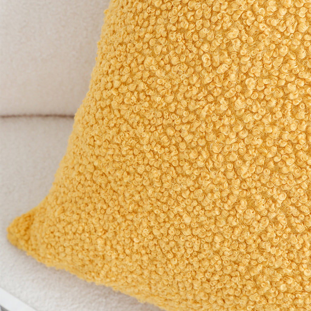 SOGA Boucle Textured Cushion 50cm Mustard Yellow Soft Cozy Decorative Throw Pillow