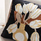SOGA 45cm Black White Gold Floral Vase Embroidered Throw Pillow