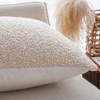 SOGA Boucle Textured Cushion 50cm Cream White Soft Cozy Decorative Throw Pillow