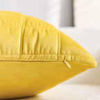 SOGA 30cm Yellow Quilted Grid Pattern Decorative Throw Pillow