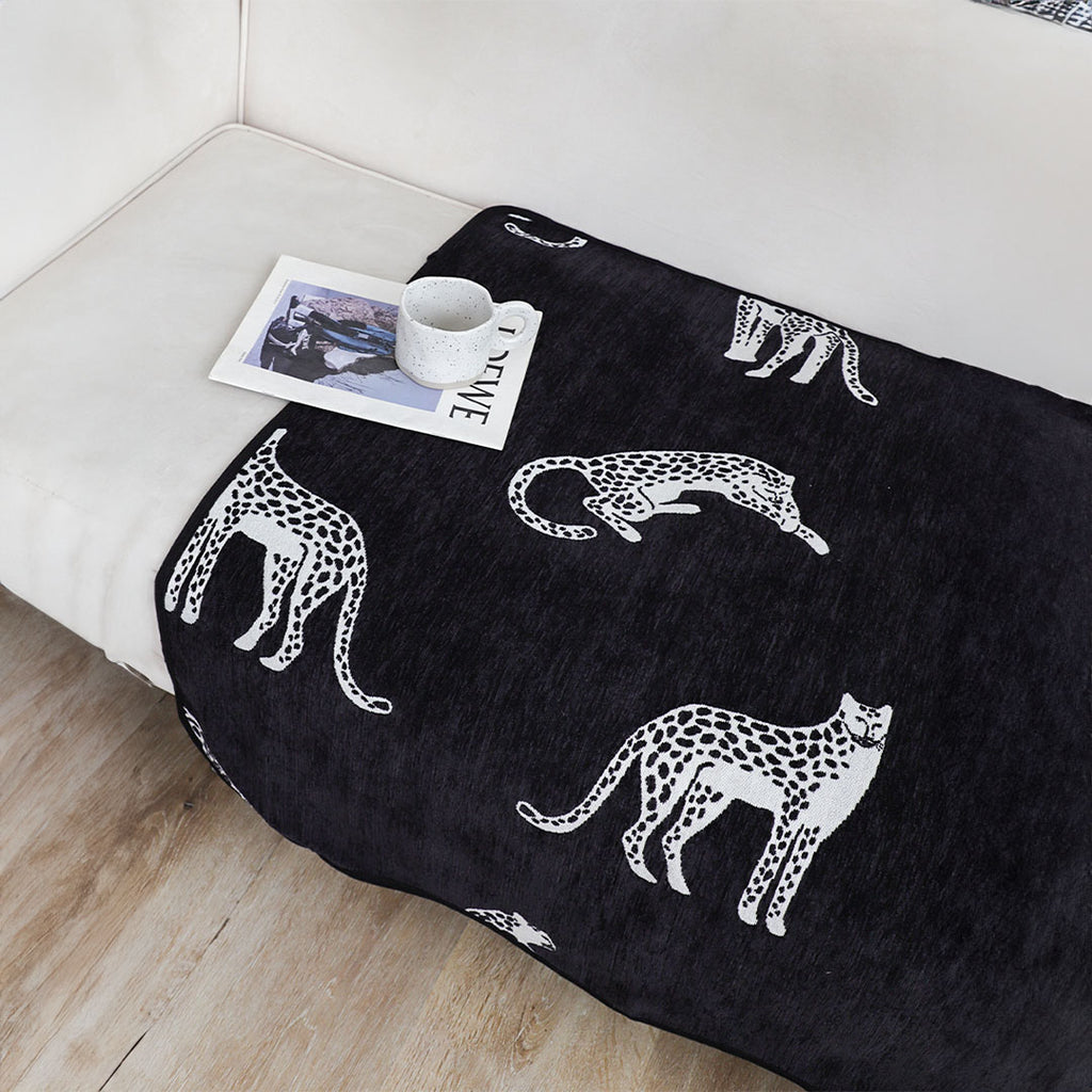 SOGA One-Seater Black Leopard Print 90x90cm Throw Blanket Sofa Cover